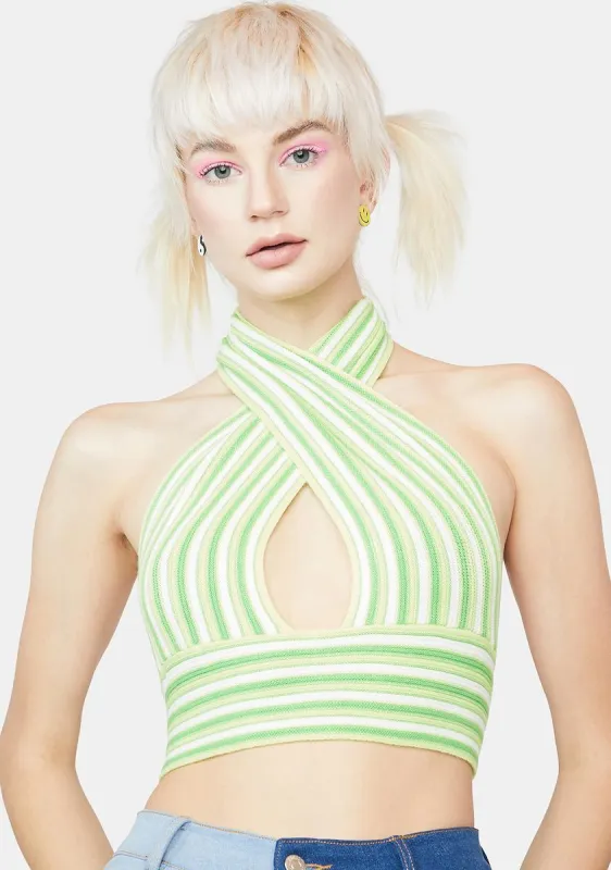 Minty Harmony In Motion Halter Top sold by Dolls Kill