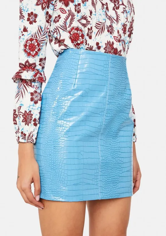 Blue Croc Mini Skirt sold by Dolls Kill