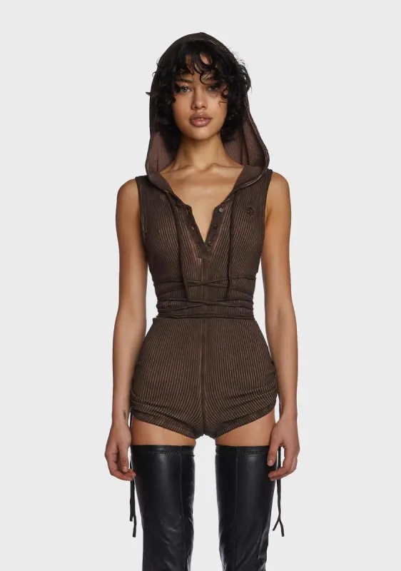 Echo Ribbed Hooded Romper sold by Dolls Kill