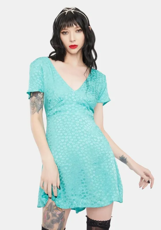 Turquoise Floral Elara Mini Dress sold by Dolls Kill