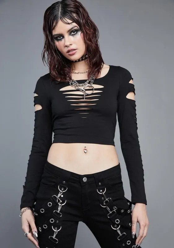 New Skin Shredded Crop Top sold by Dolls Kill