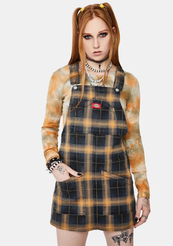 Brown Plaid Overall Mini Dress sold by Dolls Kill