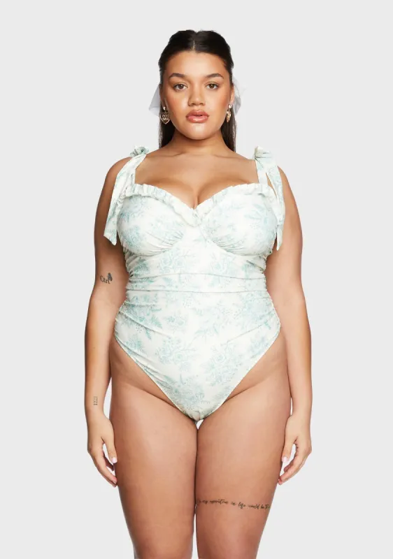 Plus Holding Court One-Piece Swimsuit - Green sold by Dolls Kill
