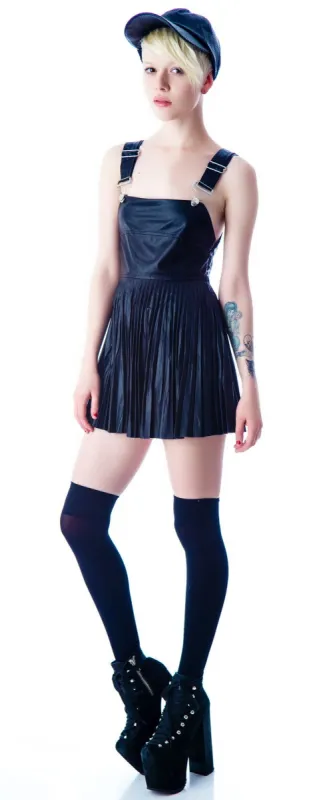 Greaser Pleated Overall Dress made by Dolls Kill