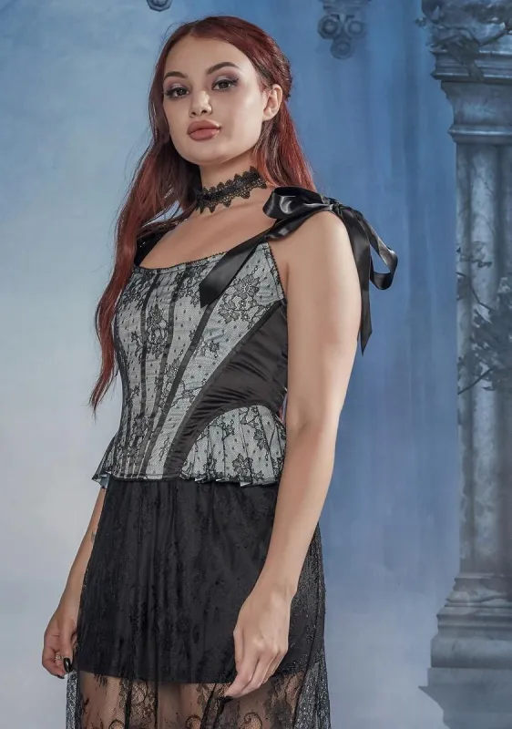 Till Death Satin & Lace Corset Top sold by Dolls Kill