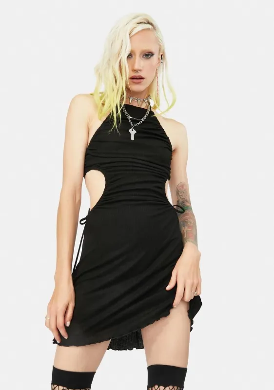 Night Clearly Lovely Ruched Halter Mini Dress sold by Dolls Kill