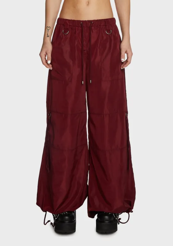 Punk Cred Wide Leg Pants - Maroon sold by Dolls Kill