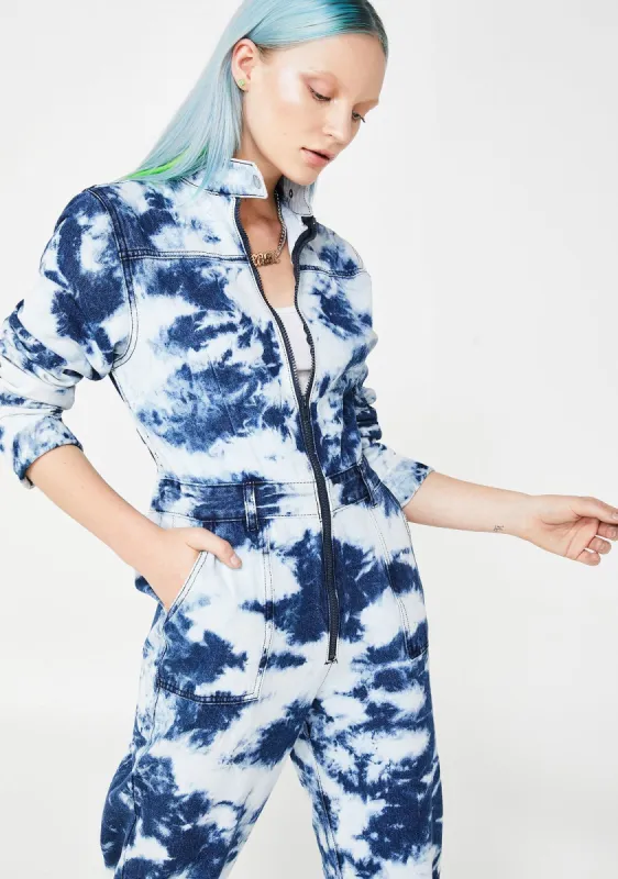 Acid Wash Blue Denim Boilersuit made by Jaded London