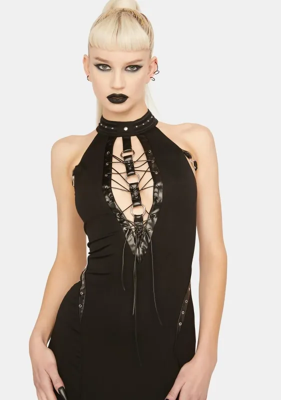 Deep V Maxi Dress sold by Dolls Kill