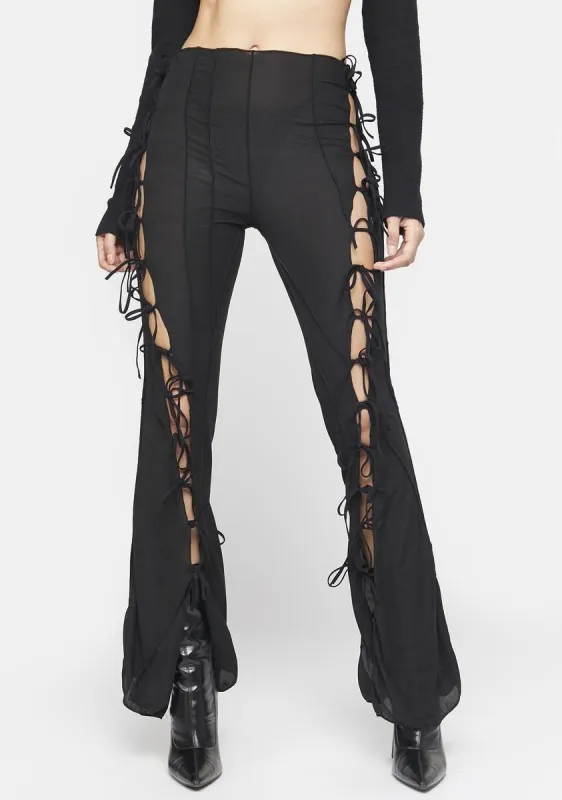 Live Or Die Asymmetrical Flare Pants sold by Dolls Kill