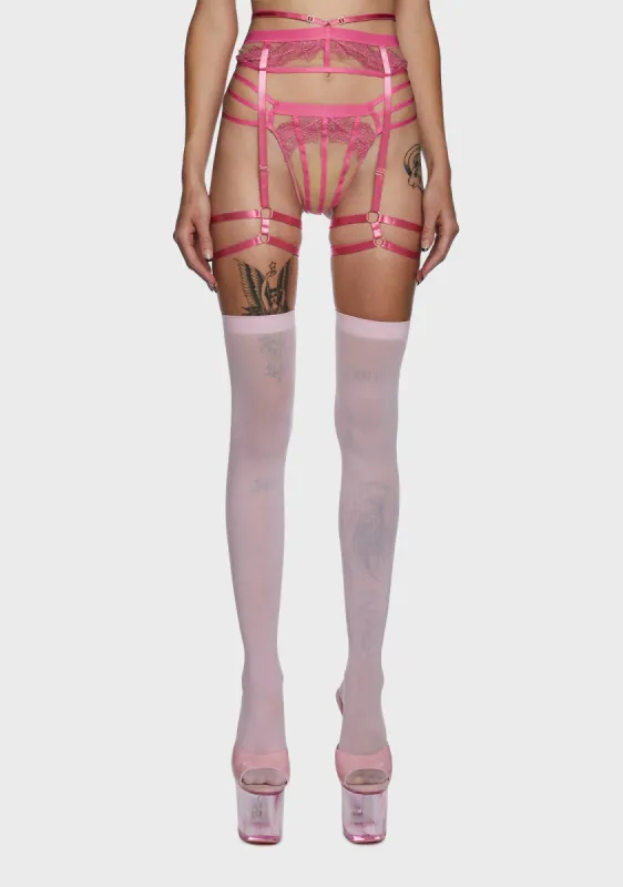 Tasha Illusion Mesh Harness Suspender - Pink sold by Dolls Kill