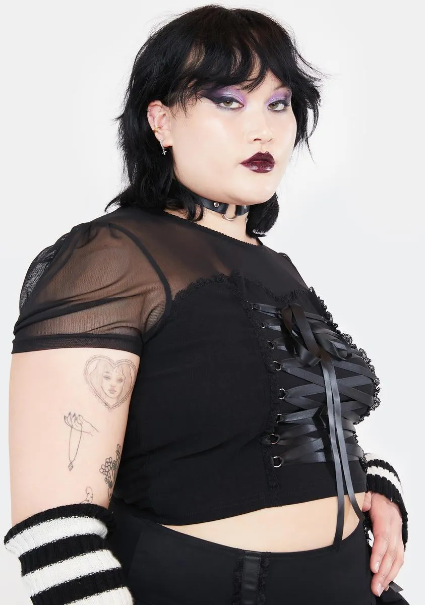 Plus Cemetery Gates Lace Up Crop Top sold by Dolls Kill product image thumbnail 2