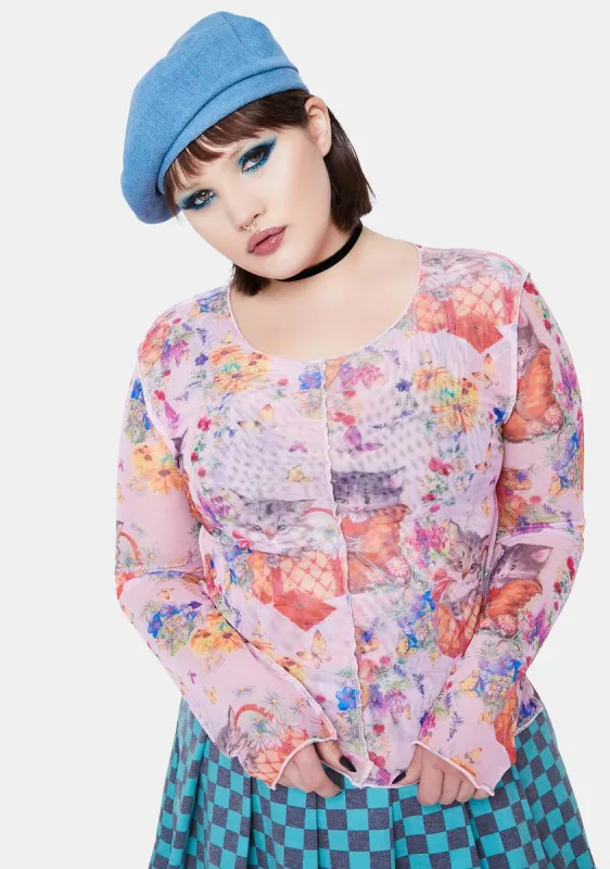 Plus Sweet Kitty Mesh Top sold by Dolls Kill