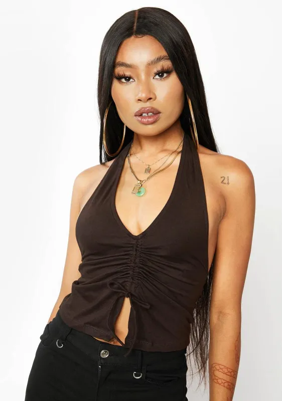 Bitter Chocolate Dapa Halter Top sold by Dolls Kill