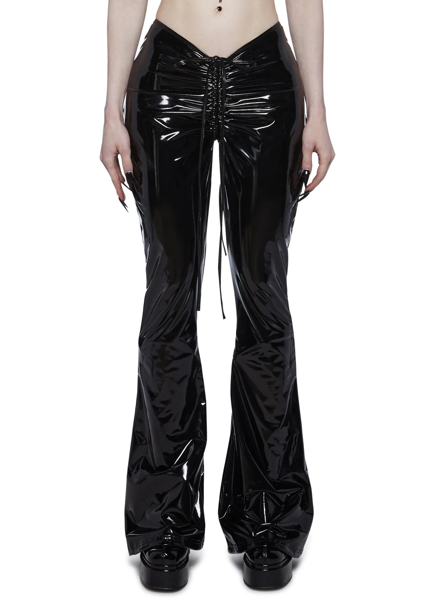 Ominous Whispers V-Cut Flared Pants - Vinyl | Parallel