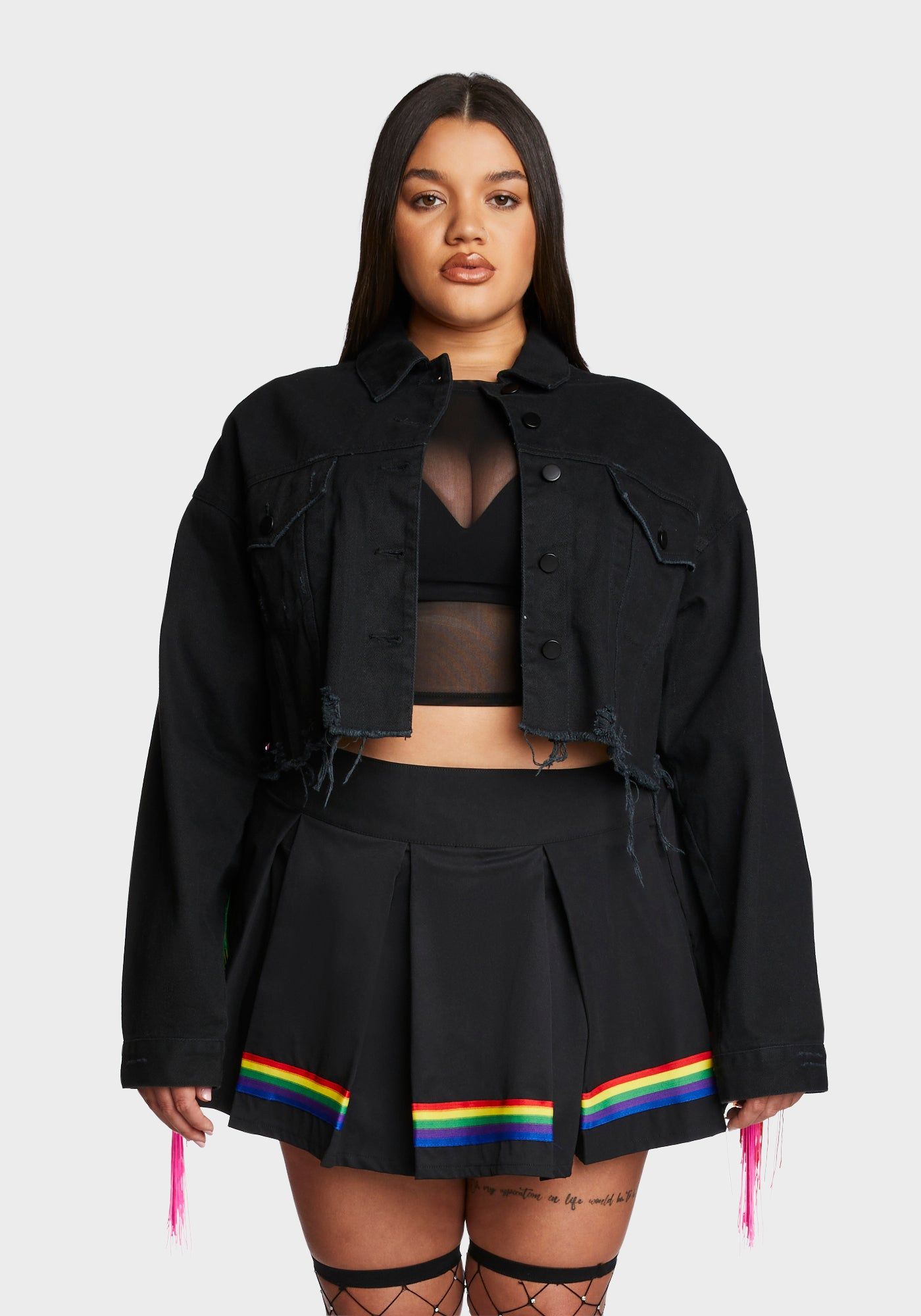 Plus Feel This Moment Denim Jacket - Black sold by Dolls Kill