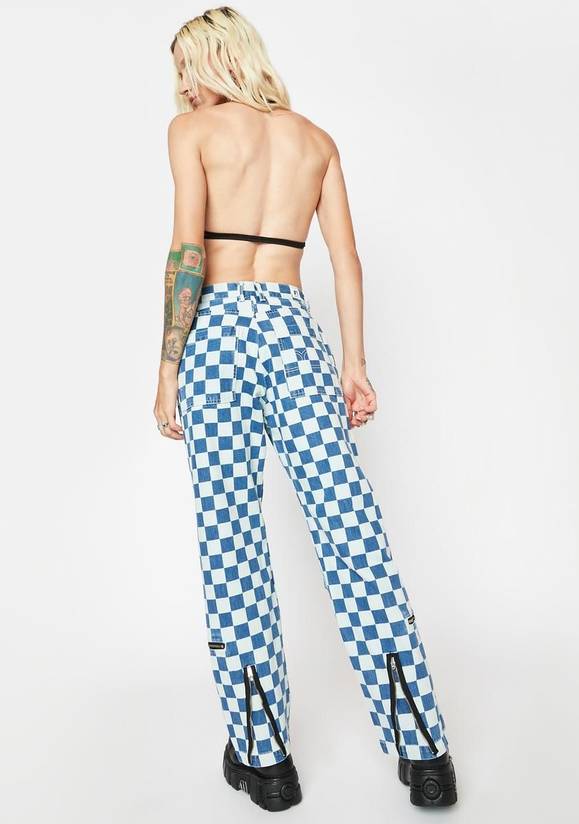 Skater Flight Checkered Denim Pants sold by Dolls Kill product image thumbnail 4