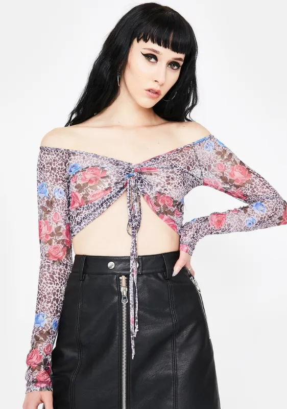 Jungle Rose Mesh Ganida Crop Top sold by Dolls Kill