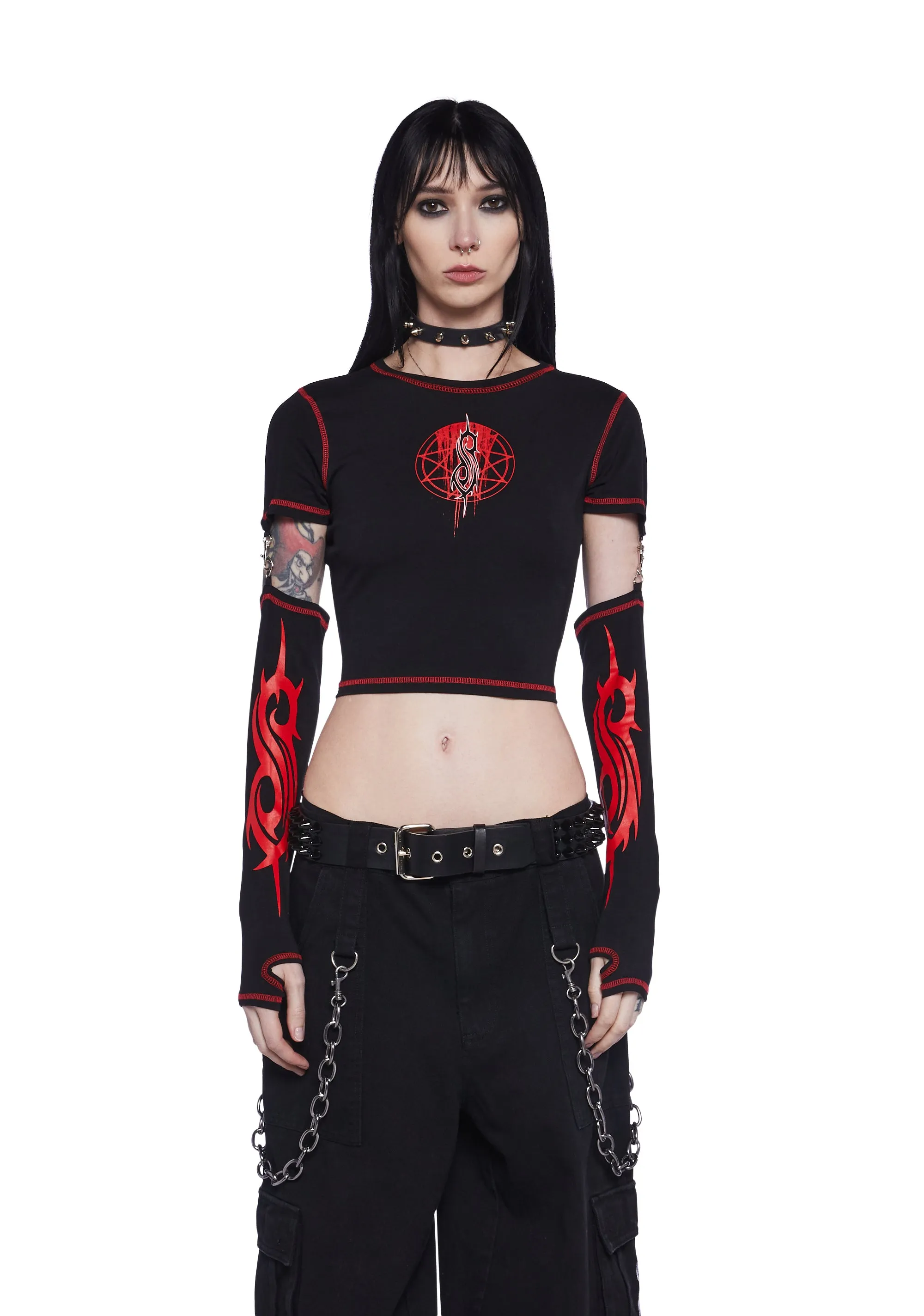 Duality Graphic Tee With Removable Sleeves sold by Dolls Kill