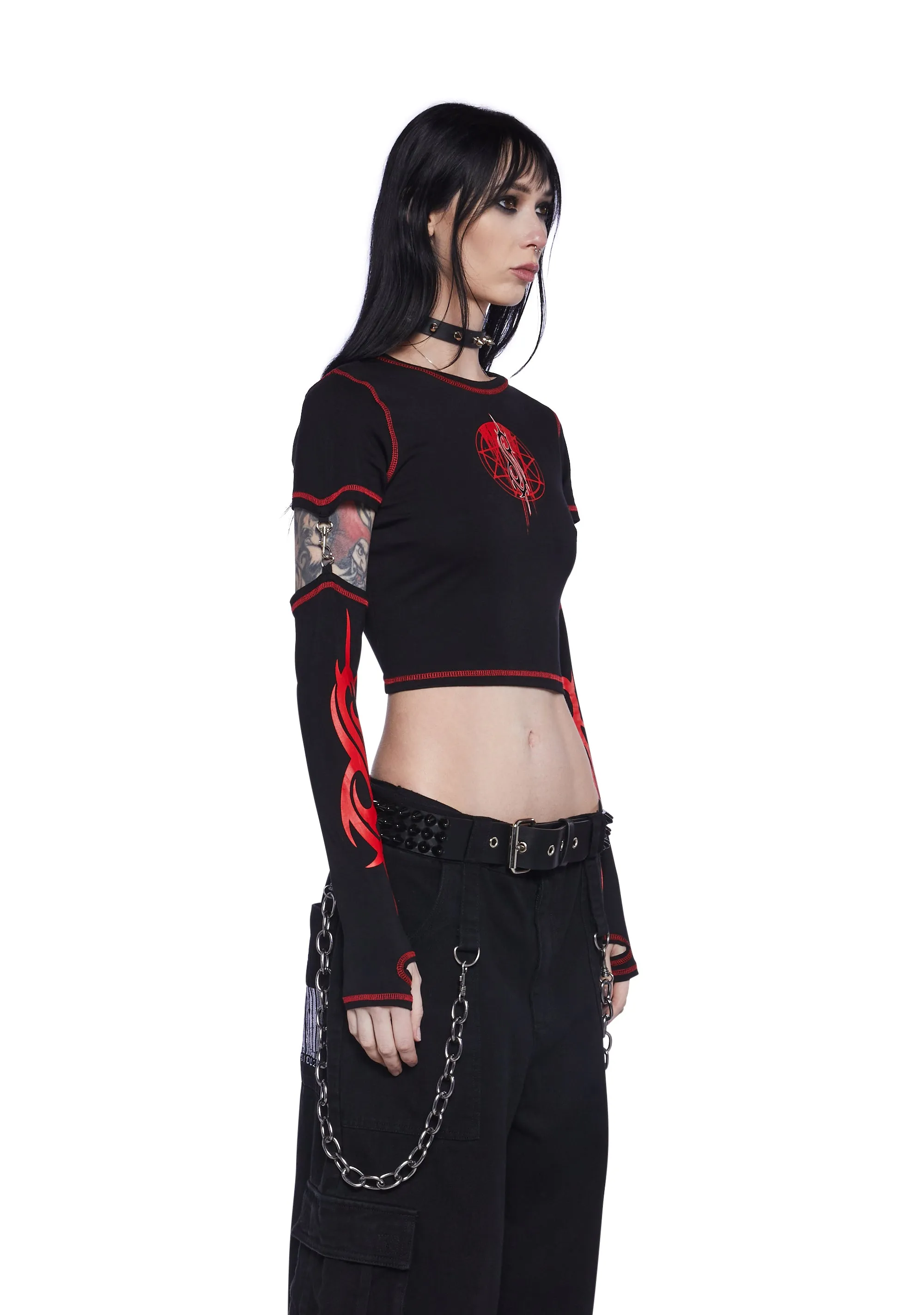 Duality Graphic Tee With Removable Sleeves sold by Dolls Kill product image thumbnail 3