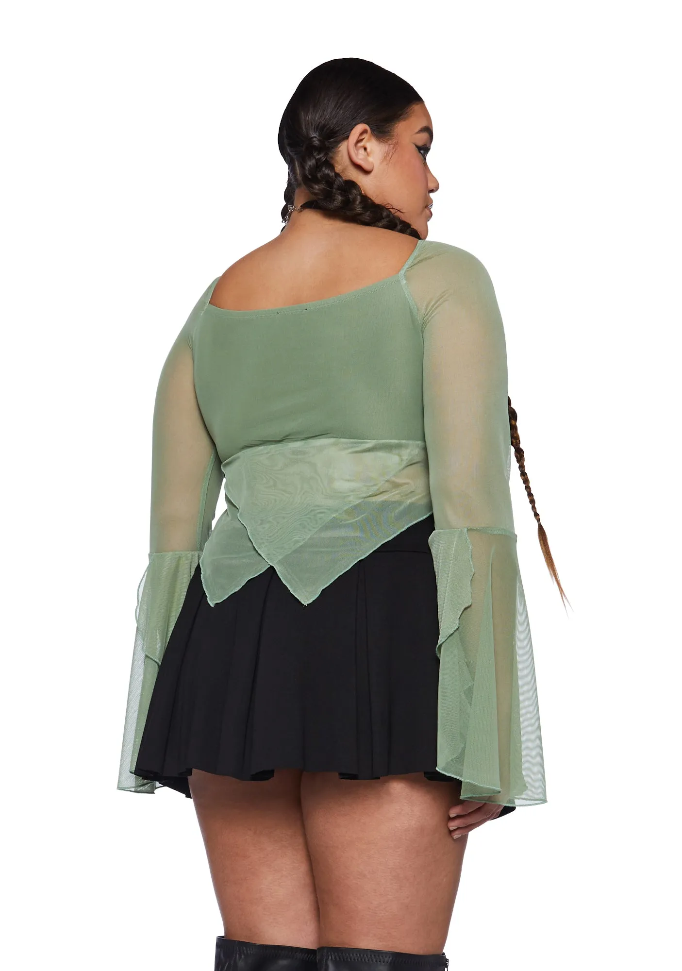 Plus Wild Attraction Mesh Top-Green sold by Dolls Kill product image thumbnail 4