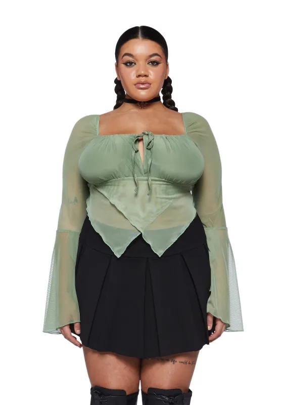 Plus Wild Attraction Mesh Top-Green sold by Dolls Kill