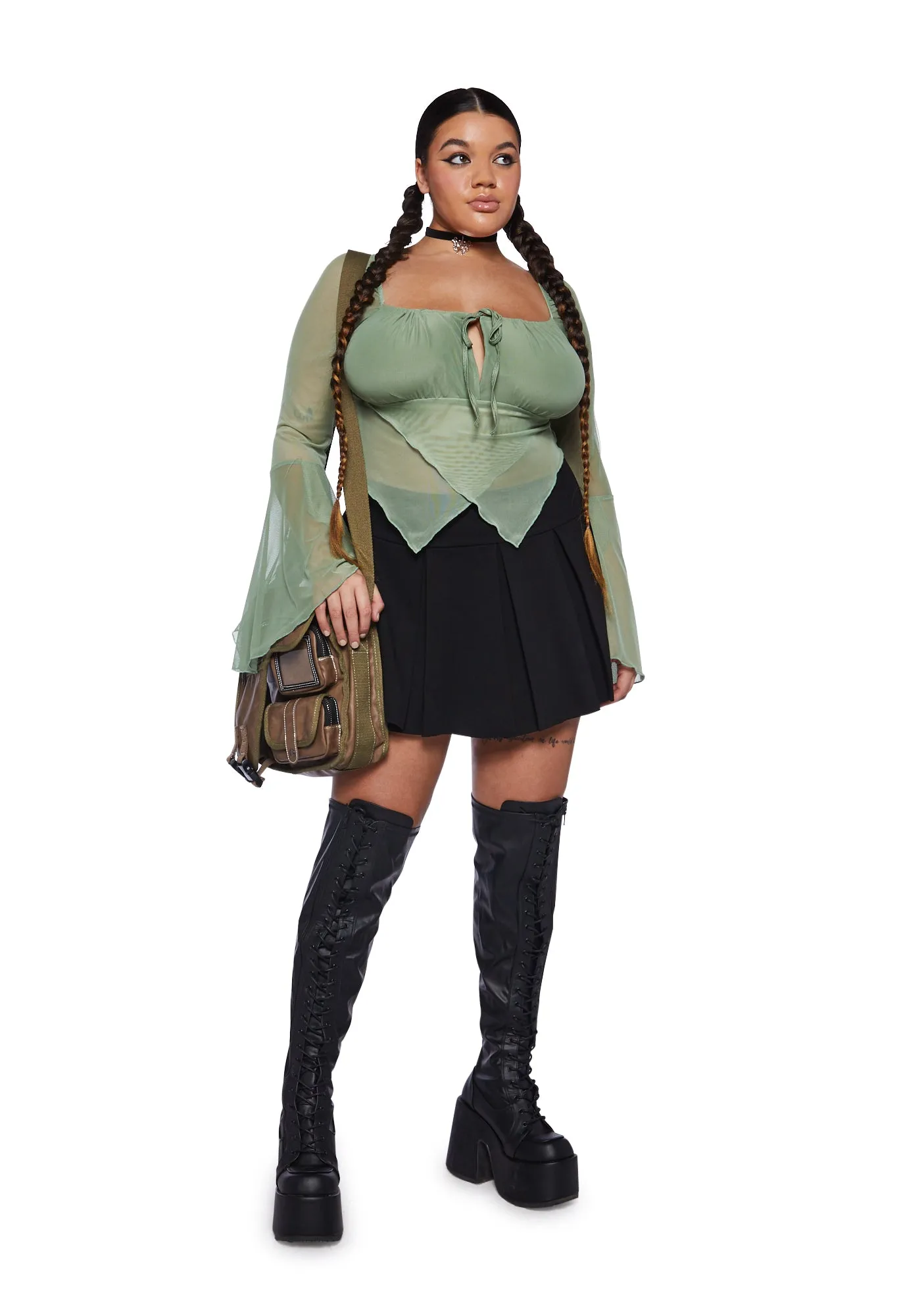 Plus Wild Attraction Mesh Top-Green sold by Dolls Kill product image thumbnail 2