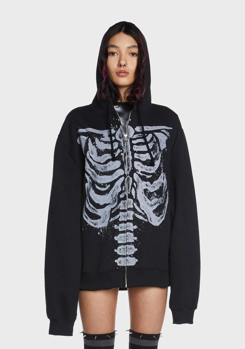 Skeleton Zip Up Hoodie Jacket sold by Dolls Kill