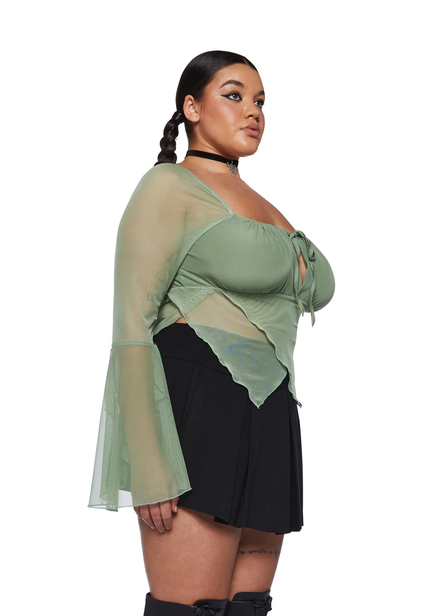 Plus Wild Attraction Mesh Top-Green sold by Dolls Kill product image thumbnail 3