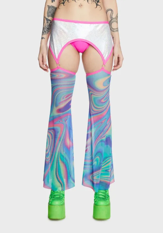 Midnight Trip Garter Bell Bottoms sold by Dolls Kill