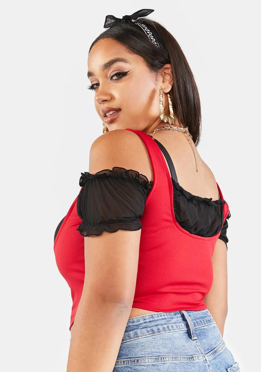 Plus Fire Shoulda Coulda Corset Crop Top sold by Dolls Kill product image thumbnail 4