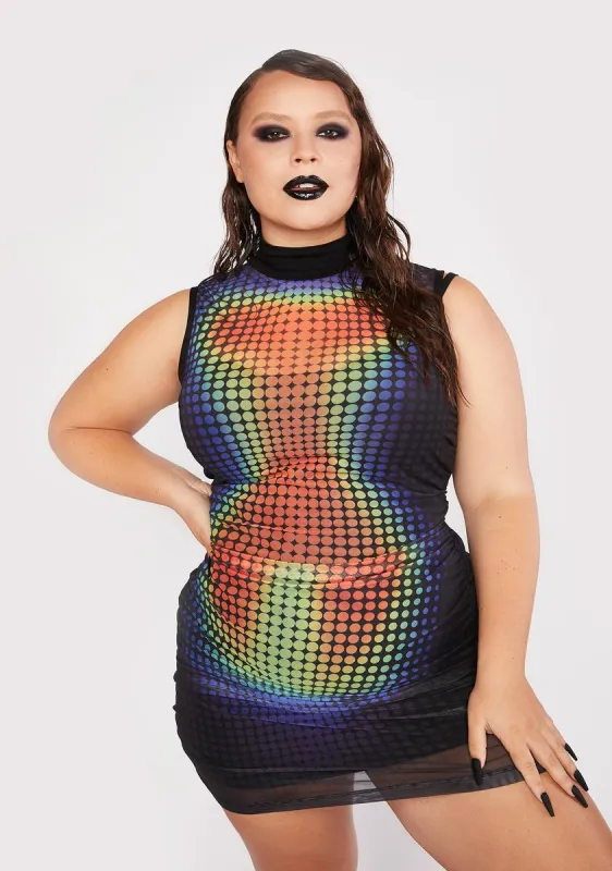 Bright Prism Lights Mesh Bodycon Dress sold by Dolls Kill