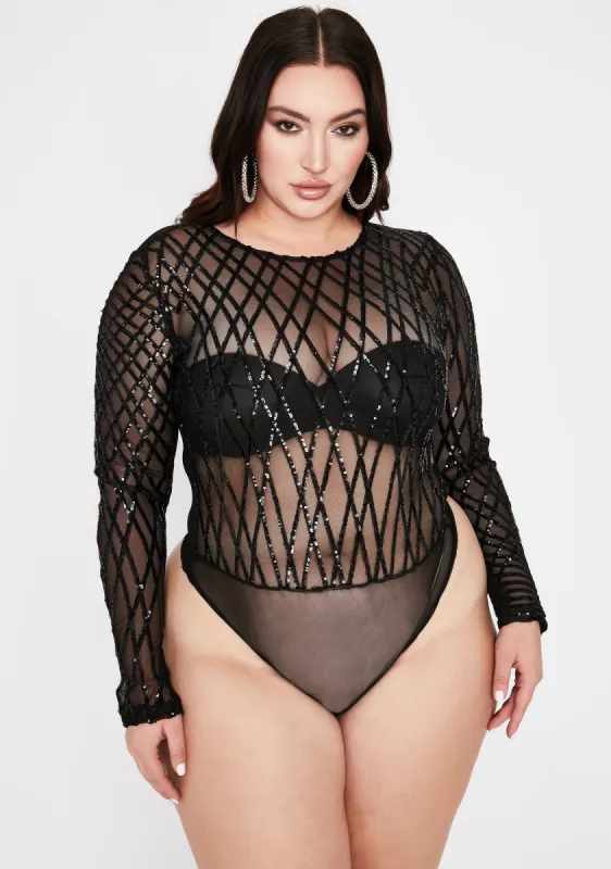 Her Complicated Crush Sequin Bodysuit sold by Dolls Kill