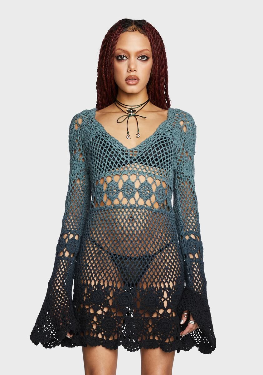 Bottled Appetites Crochet Dress - Green sold by Dolls Kill