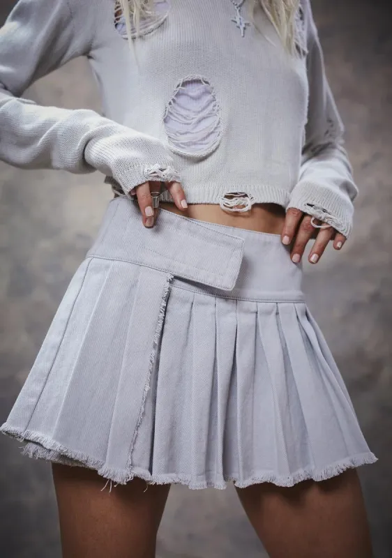 Filter Washed Pleated Mini Skirt sold by Dolls Kill