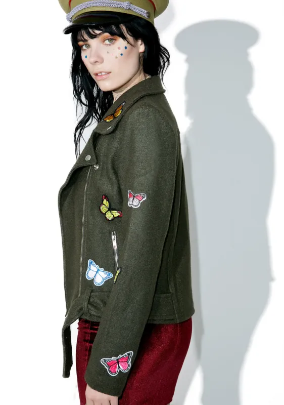 Fluttery Feelings Moto Jacket sold by Dolls Kill