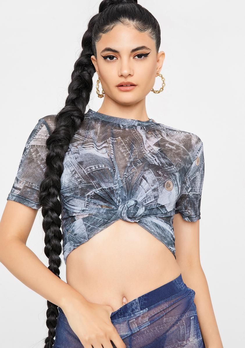 Good Jeans Printed Crop Top sold by Dolls Kill