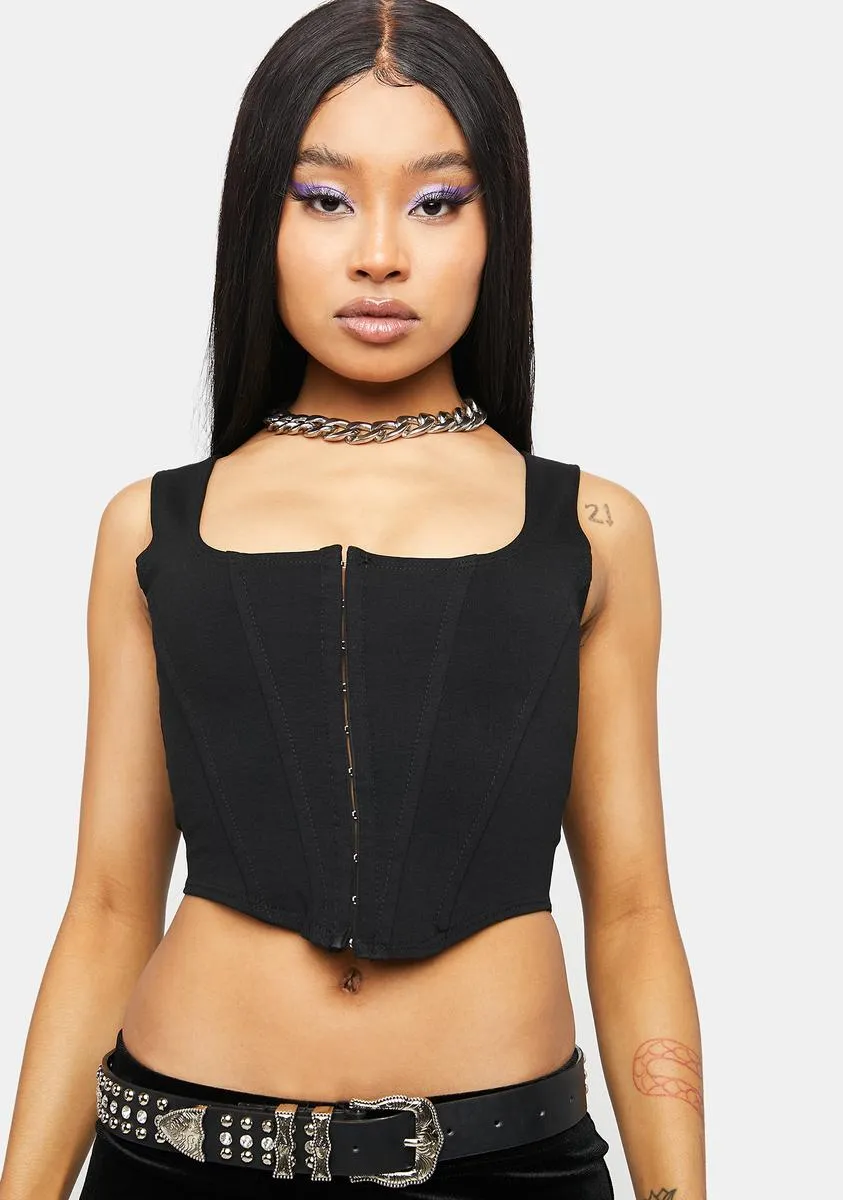 Noir Total Judgement Corset Crop Top sold by Dolls Kill