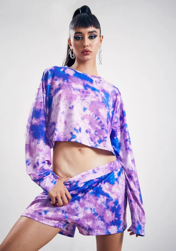 Femme Magic Tie Dye Shorts Set sold by Dolls Kill