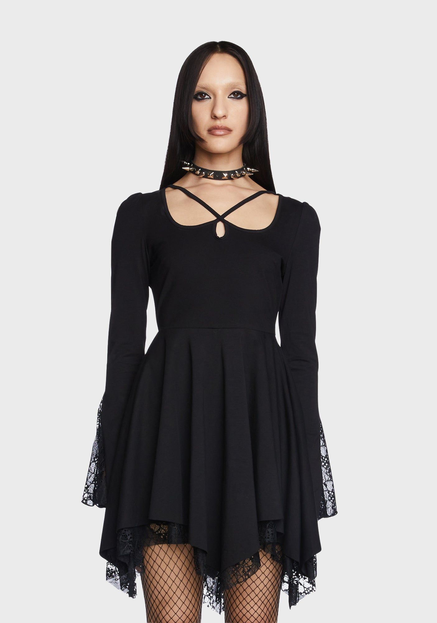 Gothic Asymmetric Pointed Hem Dress sold by Dolls Kill