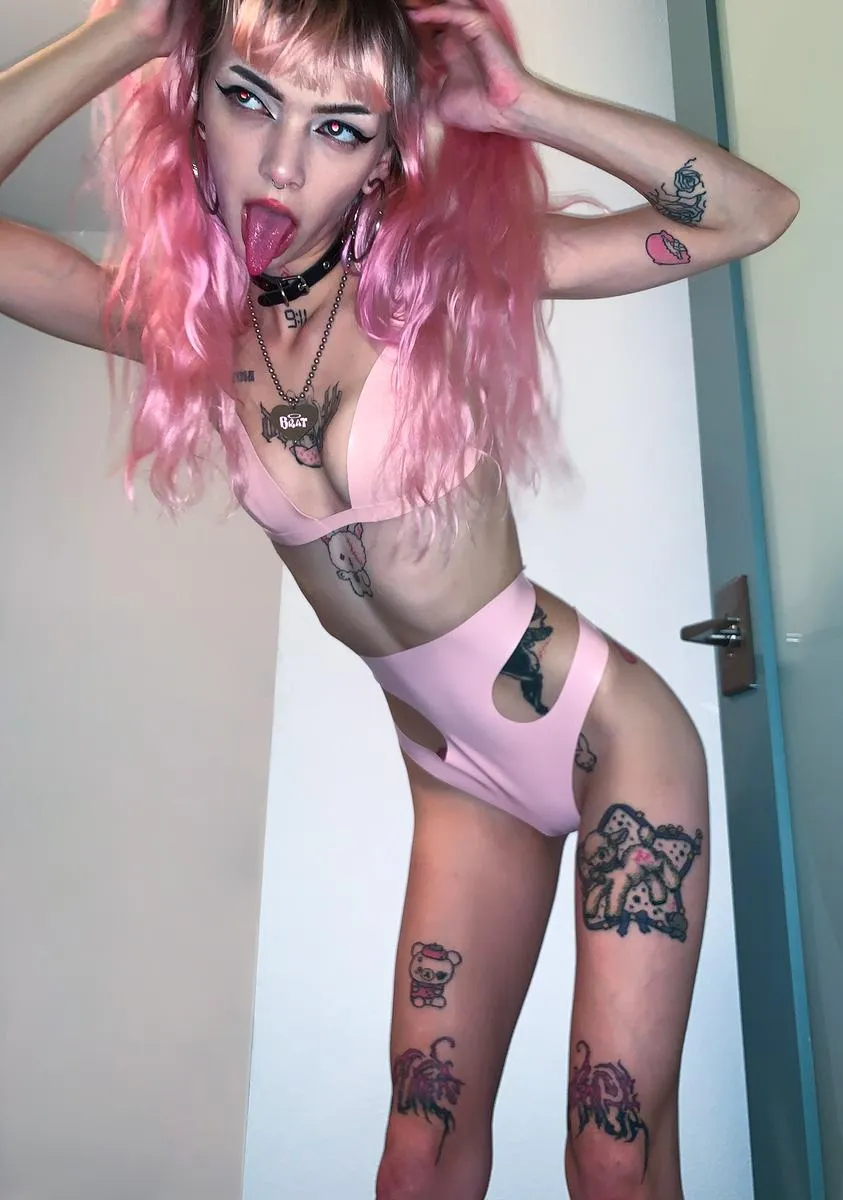 Pink Latex Triangle Bra sold by Dolls Kill product image thumbnail 3