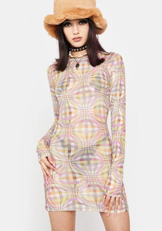 Plaid Illusion Mesh Dress sold by Dolls Kill