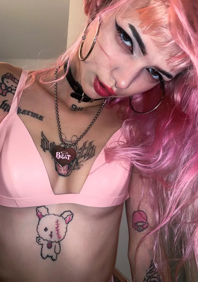 Pink Latex Triangle Bra sold by Dolls Kill product image thumbnail 5