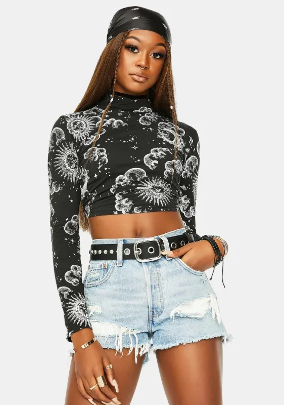 Quelia Long Sleeve Crop Top sold by Dolls Kill