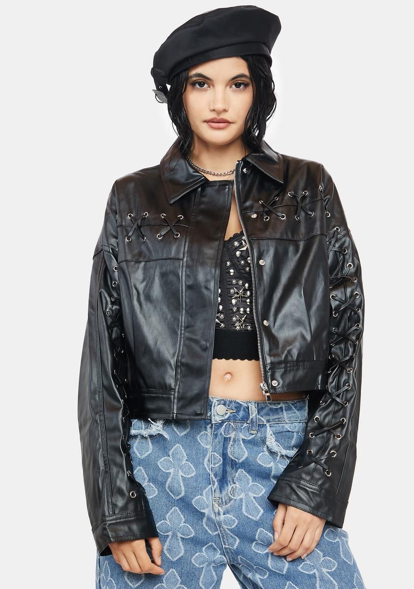 Cry Your Heart Out Vegan Leather Jacket sold by Dolls Kill