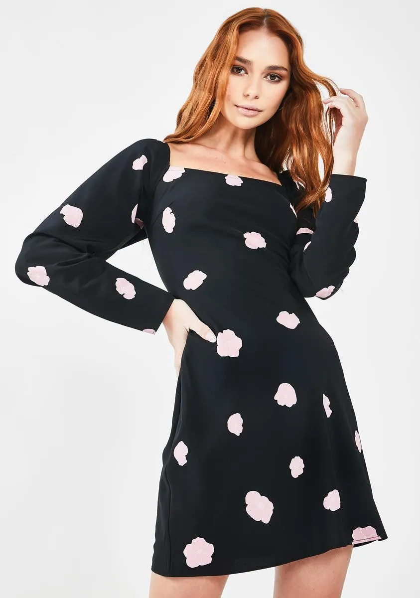 Black Floral Mini Dress sold by Dolls Kill