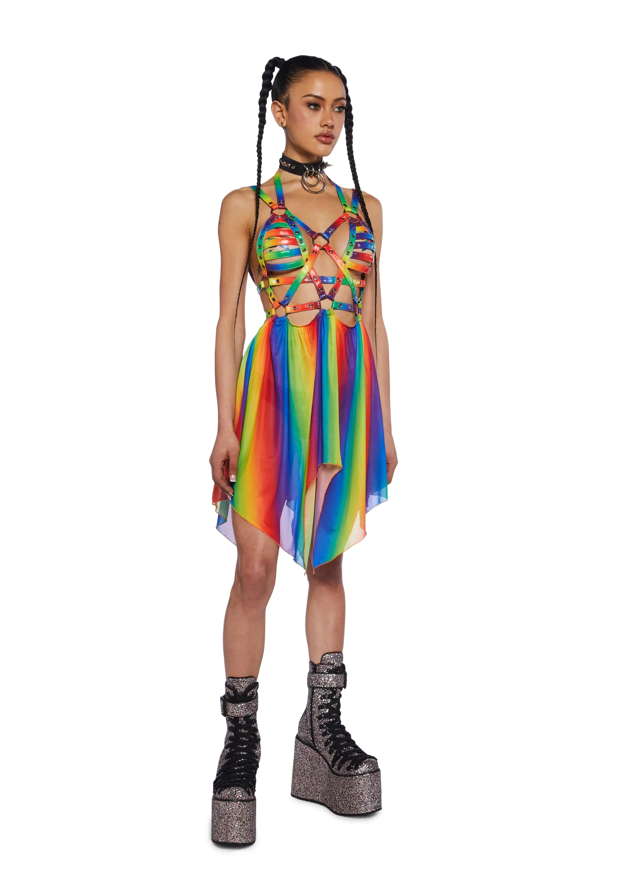 Celestial Ringmaster Mini Dress - Rainbow sold by Dolls Kill product image thumbnail 5