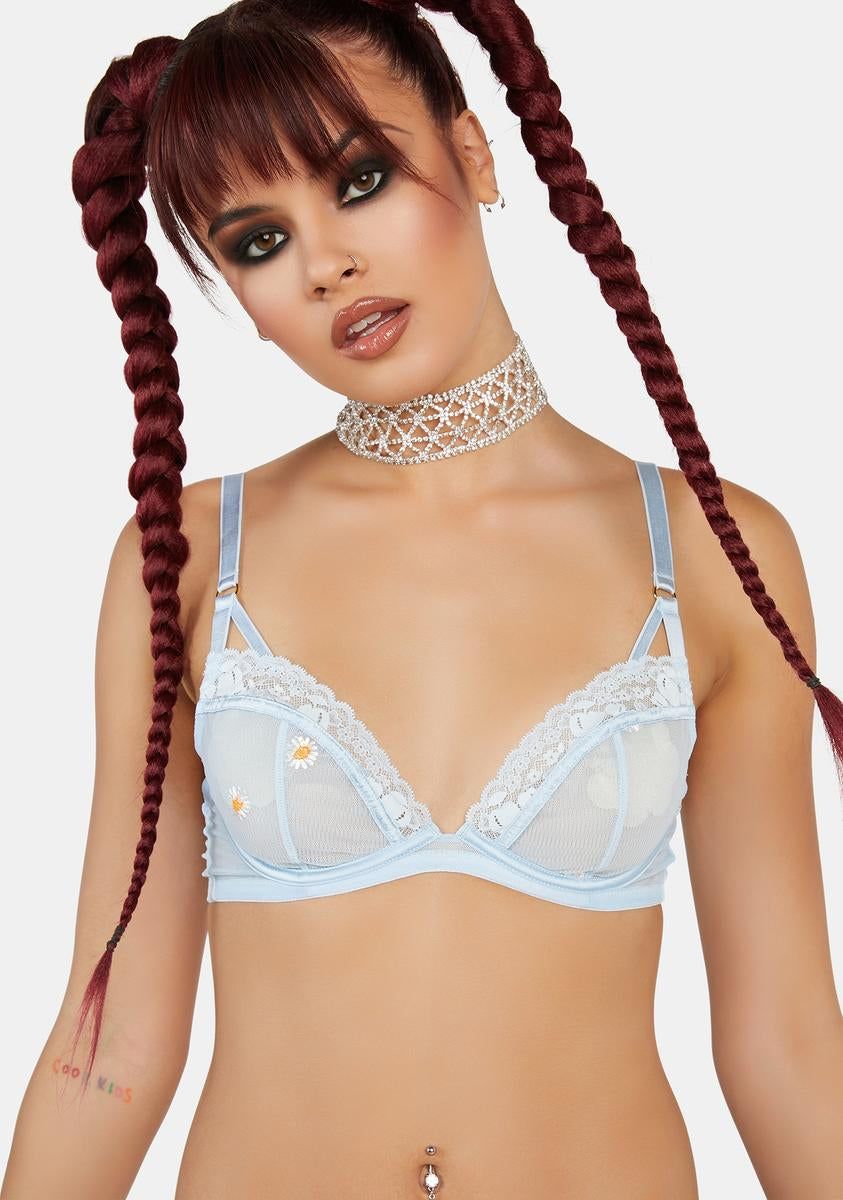 Daisy Embroidered Bra sold by Dolls Kill