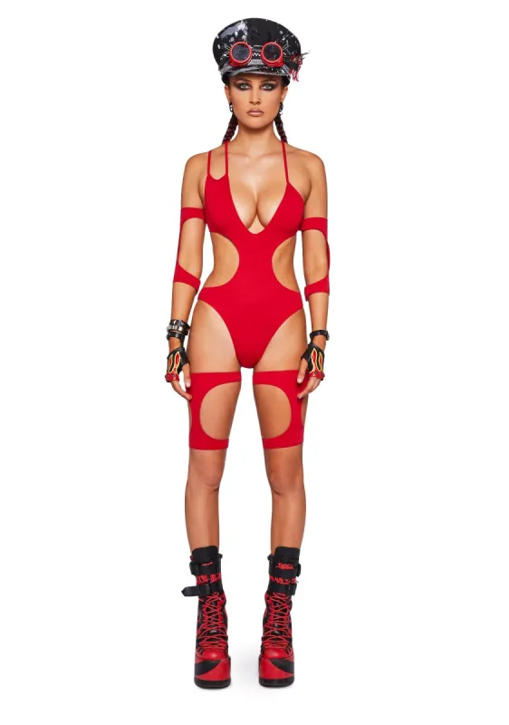 Sparking Flames Bodysuit & Stockings Set sold by Dolls Kill