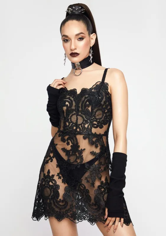 Passionate Mystery Lace Slip Dress sold by Dolls Kill